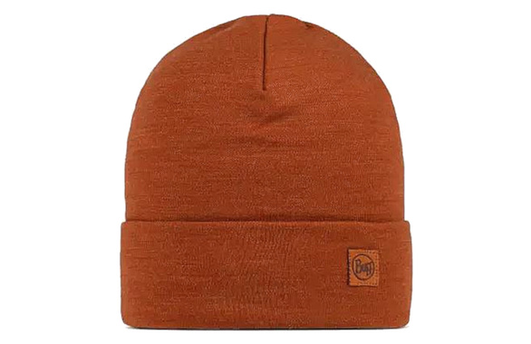 Czapka Buff Merino Wool Hat Solid Cinnamon heavyweight 500 pomarańczowa