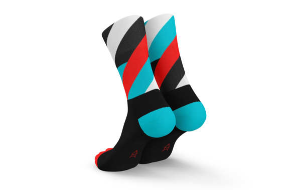 Skarpety Incylence Running Loops Black Cyan Inferno (High Cut) czarno-czerwono-niebieskie