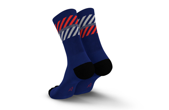 Skarpety Incylence Merino Light Lanes Navy Inferno (High Cut) granatowo-pomarańczowe