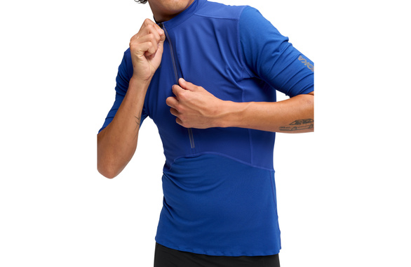 Koszulka Hoka Skybreeze Short Sleeve Zip niebieska męska 