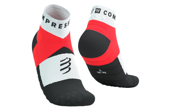 Skarpety Compressport Ultra Trail Socks v2.0 Low biało-czerwono-czarne