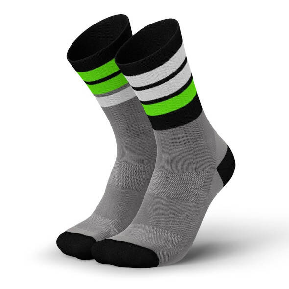 Skarpety Incylence Merino Strive Light Grey Neon Green (High Cut) szaro-czarno-zielone