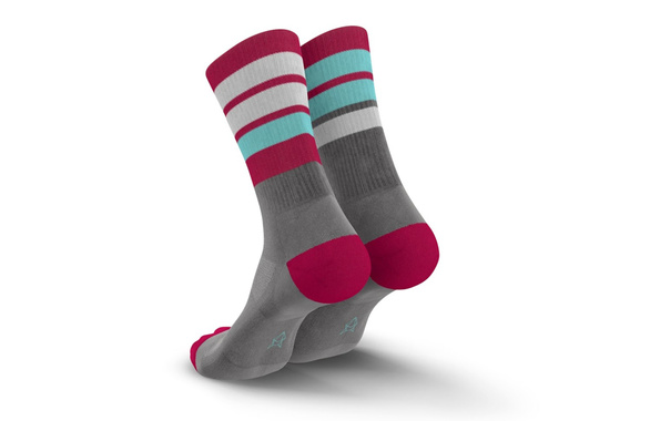 Skarpety Incylence Merino Strive Light Grey Sky Blue (High Cut) szaro-czerwono-niebieskie
