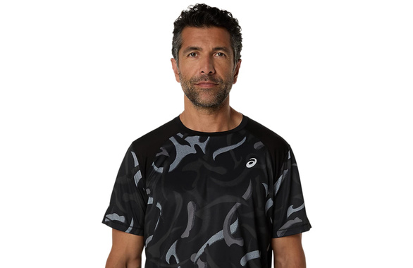 Koszulka Asics Road All Over Print SS Top czarno-szara SS25