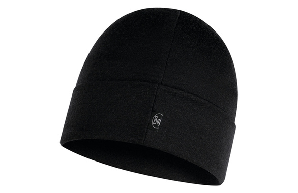 Czapka Buff Merino Wool Solid Black z wełny Merino heavyweight 600 czarna 