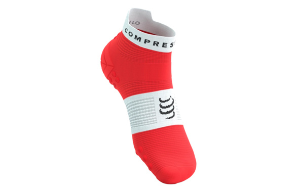 Skarpety Compressport Pro Racing Socks V4.0 Run Low (Fluo Red / White) czerwone