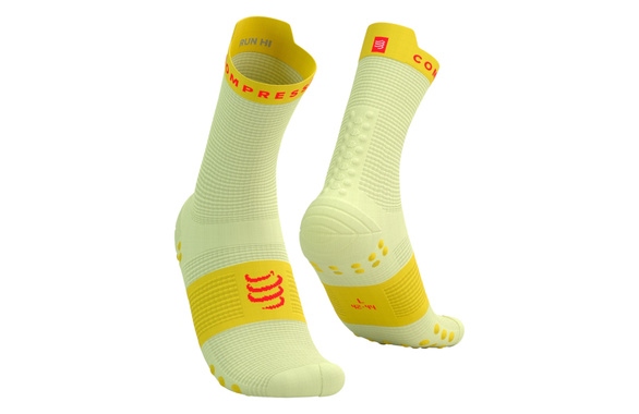 Skarpety Compressport Pro Racing Socks V4.0 Run High (Elf Yellow / Fluo Red) żółto-czerwone