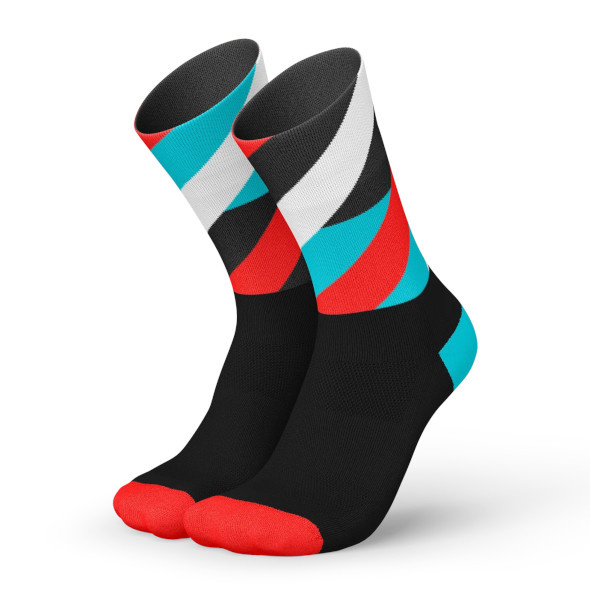 Skarpety Incylence Running Loops Black Cyan Inferno (High Cut) czarno-czerwono-niebieskie