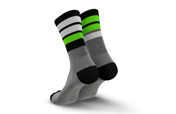 Skarpety Incylence Merino Strive Light Grey Neon Green (High Cut) szaro-czarno-zielone