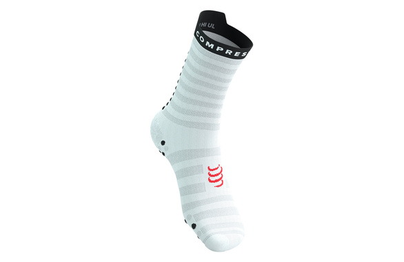 Skarpety Compressport Pro Racing Socks V4.0 Ultralight Run High (White / Fluo Red / Black) biało-czerwono-czarne