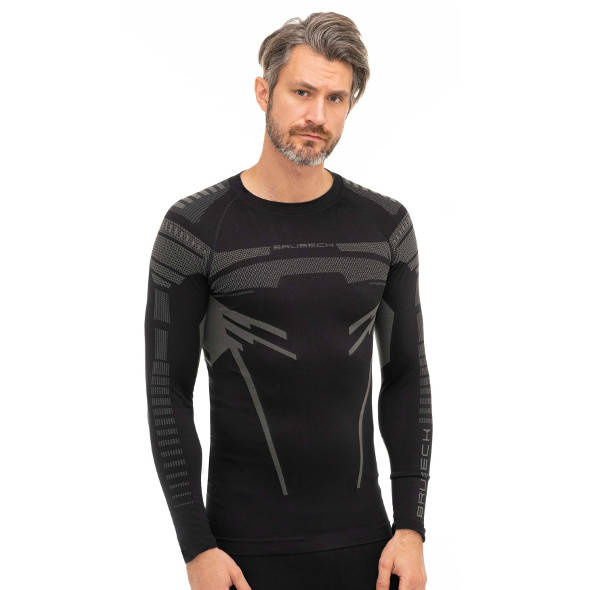 Koszulka termoaktywna Brubeck Dry LS15700 długa czarno-grafitowa męska
