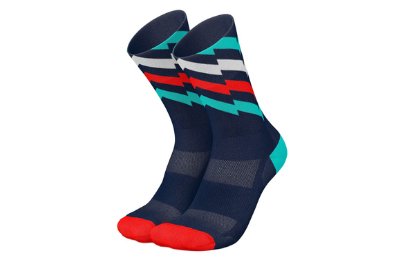 Skarpety Incylence Ultralight Waves Tricolore (High Cut) granatowo-niebiesko-czerwone