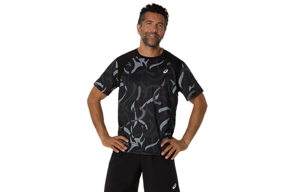 Koszulka Asics Road All Over Print SS Top czarno-szara SS25