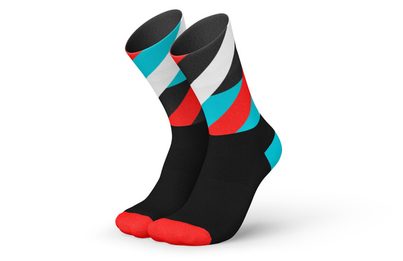 Skarpety Incylence Running Loops Black Cyan Inferno (High Cut) czarno-czerwono-niebieskie