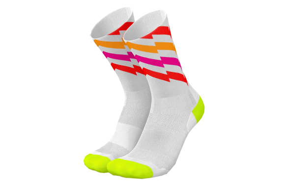 Skarpety Incylence Ultralight Waves Electric (High Cut) biało-różowo-pomarańczowe