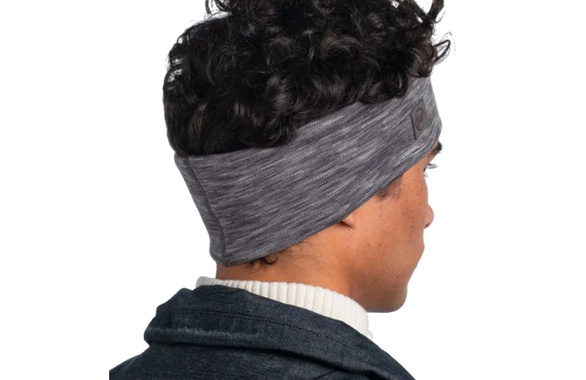 Opaska Buff Merino Wool Headband Multistripes Fog Grey