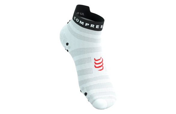 Skarpety Compressport Pro Racing Socks V4.0 Ultralight Run Low (White / Fluo Red / Black) biało-czerwono-czarne