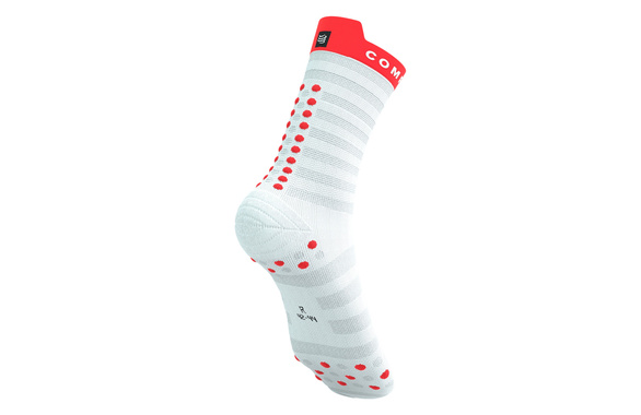 Skarpety Compressport Pro Racing Socks V4.0 Ultralight Run High (White / Fluo Red / Black) biało-czerwono-czarne