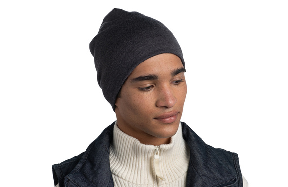 Czapka Buff Merino Wool Solid Grey z wełny Merino heavyweight 500 szara 
