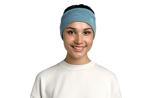 Opaska Buff Merino Wide Headband Solid Pool turkusowa