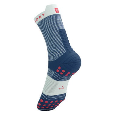 Skarpety Compressport Pro Racing Socks V4.0 Run High (Blues / Sugar) niebiesko-białe