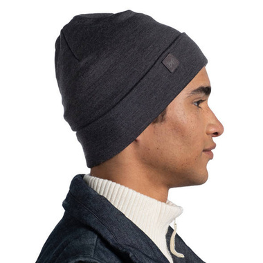 Czapka Buff Merino Wool Solid Grey z wełny Merino heavyweight 500 szara 