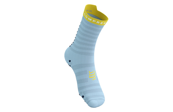 Skarpety Compressport Pro Racing Socks V4.0 Ultralight Run High (Cashmere Blue / Maize) jasnoniebieskie