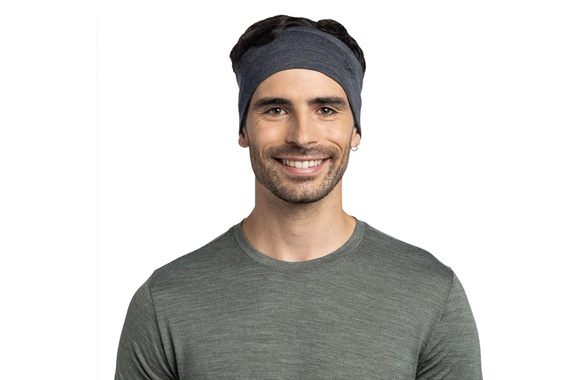 Opaska Buff Merino Wide Headband Solid Grey szara