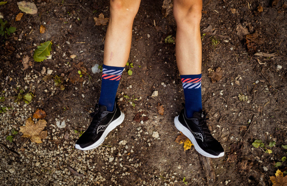 Skarpety Incylence Merino Light Lanes Navy Inferno (High Cut) granatowo-pomarańczowe