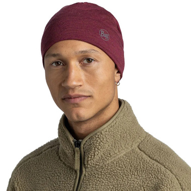Czapka Buff Merino Wool Midweight Melange Tibetan Red z wełny Merino midweight 250 bordowa
