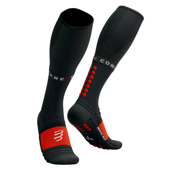 Skarpety kompresyjne Compressport Full Socks Winter Run czarno-czerwone