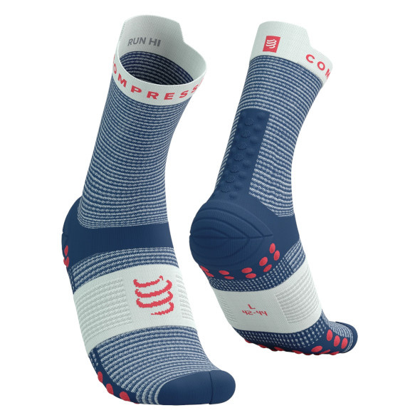 Skarpety Compressport Pro Racing Socks V4.0 Run High (Blues / Sugar) niebiesko-białe
