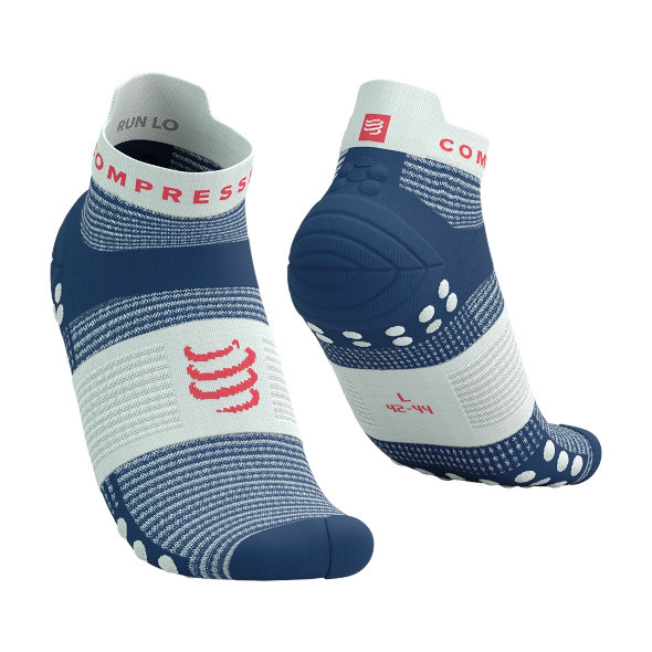 Skarpety Compressport Pro Racing Socks V4.0 Run Low (Blues / Sugar) niebiesko-białe