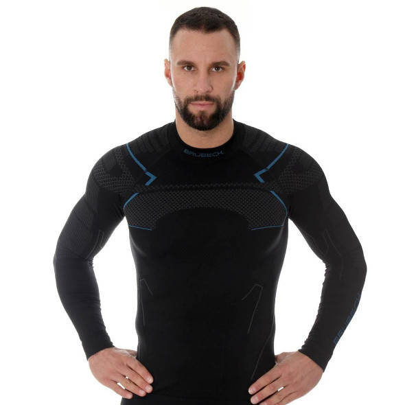 Koszulka termoaktywna Brubeck Thermo LS13040A czarno-niebieska męska