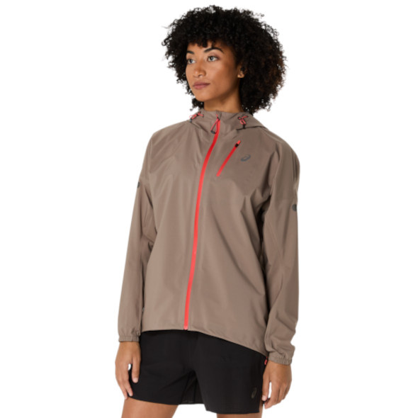 Kurtka Asics Fujitrail Elite Waterproof Jacket damska ciemnobeżowa SS25