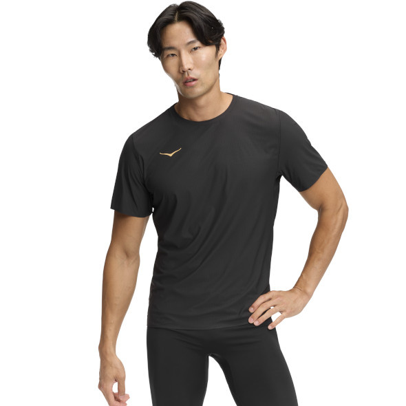 Koszulka Hoka Airolite Short Sleeve 2.0 czarno-złota męska 
