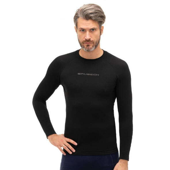 Koszulka Brubeck 3D Pro LS15950 czarna z długim rękawem