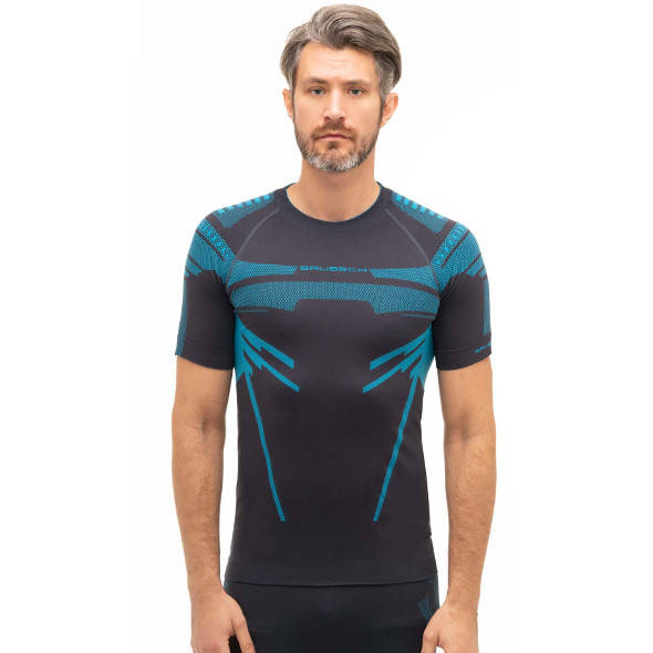 Koszulka termoaktywna Brubeck Dry SS13700 krótka grafitowo-niebieska męska