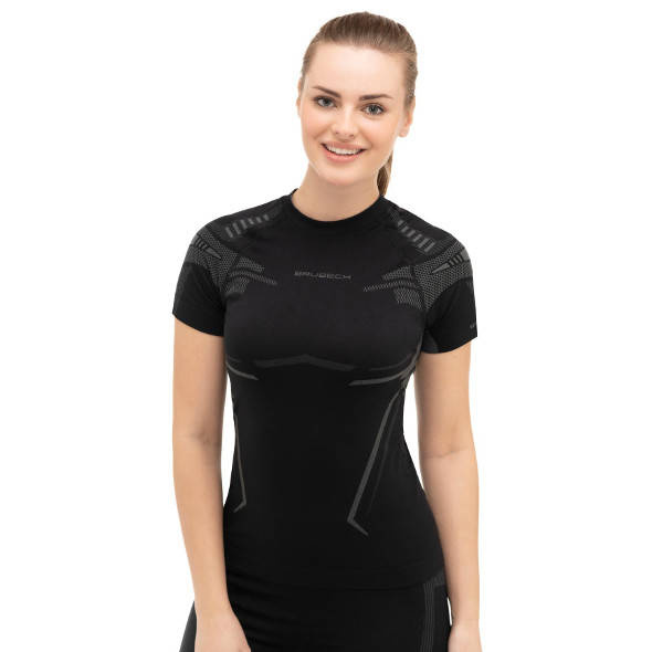 Koszulka termoaktywna Brubeck Dry SS13690 krótka damska czarno-grafitowa