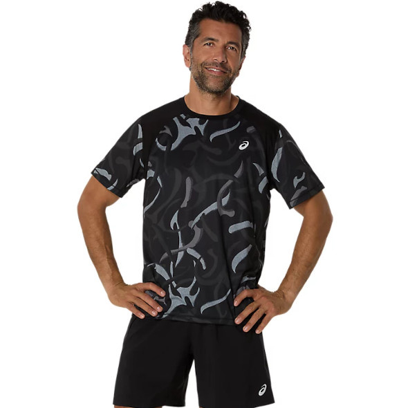 Koszulka Asics Road All Over Print SS Top czarno-szara SS25