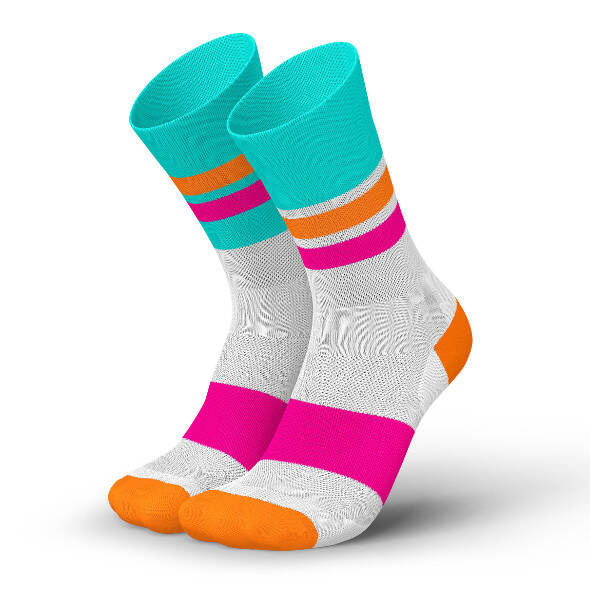 Skarpety Incylence Ultralight Tracks Cyan Pink (High Cut) biało-różowo-pomarańczowe