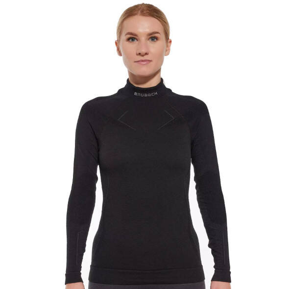 Koszulka termoaktywna Brubeck Extreme Wool LS1665W z wełny merino damska czarna