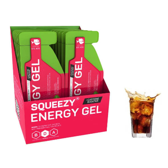 Zestaw żeli Squeezy Energy Super Gel 12x33 g cola + kofeina - 11 żeli + 1 gratis