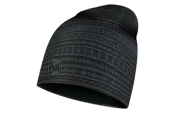 Czapka BUFF POLAR & ECOSTRETCH UME BLACK BLACK FLEECE z microfibry i polaru czarno-szara