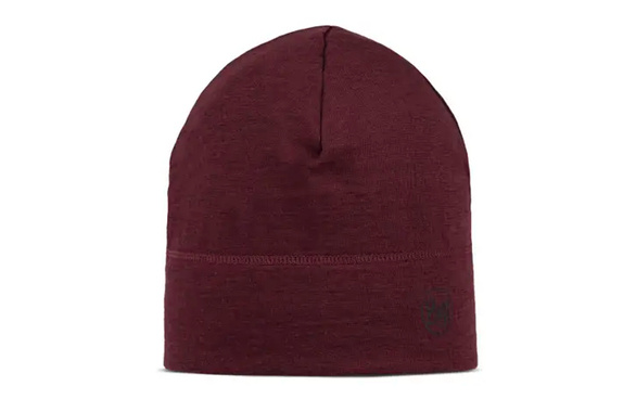 Czapka Buff Merino Beanie Solid Garnet z wełny Merino lightweight 125 bordowa