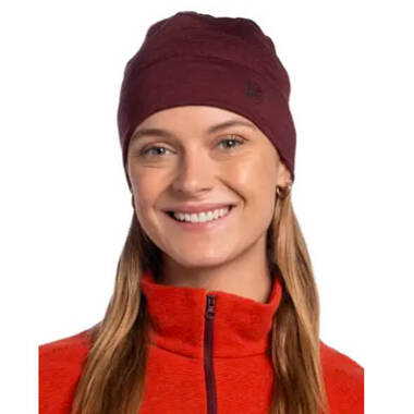 Czapka Buff Merino Beanie Solid Garnet z wełny Merino lightweight 125 bordowa