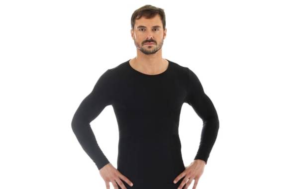 Koszulka termoaktywna Brubeck Comfort Wool LS11600 z wełny merino czarna męska