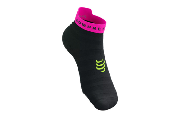Skarpety Compressport Pro Racing Socks V4.0 Ultralight Run Low czarno-żółto-różowe
