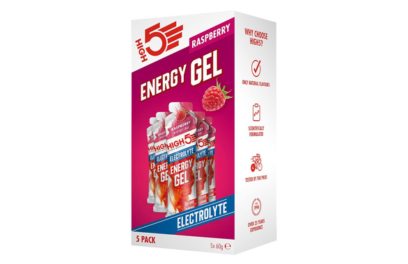 Zestaw żeli High5 Energy Gel Electrolyte Rasberry 5x60g malina z elektrolitami